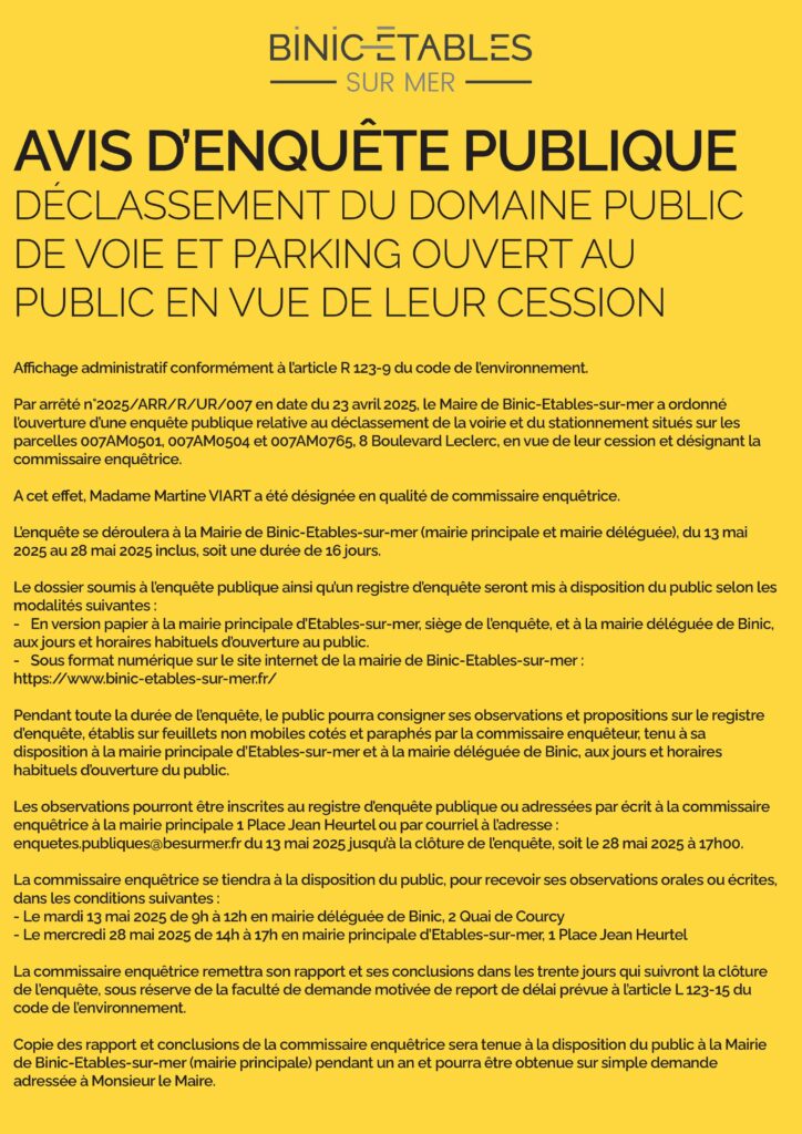 Image du document Affichage enquête publique